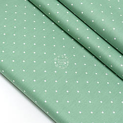 Сатин "Рідкий горошок 4 мм на світло-зеленому тлі", №5319с