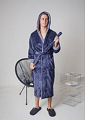 Чоловічий махровий халат довгий для підлітка S-M ГРАФІТ/СІРИЙ 4001