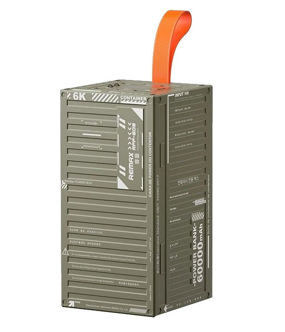 Універсальна мобільна батарея Remax RPP-609 60000mAh QC+PD (22.5W+20W) Led lamp (Зелений), фото 1