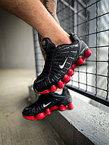 Чоловічі кросівки Nike Shox Black Red Взуття Найк Шокс чорні шкіра текстиль повітряна камера air демісезон, фото 3