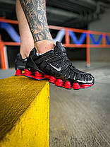 Чоловічі кросівки Nike Shox Black Red Взуття Найк Шокс чорні шкіра текстиль повітряна камера air демісезон, фото 4