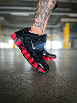 Чоловічі кросівки Nike Shox Black Red Взуття Найк Шокс чорні шкіра текстиль повітряна камера air демісезон, фото 5