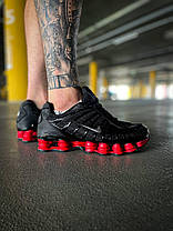 Чоловічі кросівки Nike Shox Black Red Взуття Найк Шокс чорні шкіра текстиль повітряна камера air демісезон, фото 6