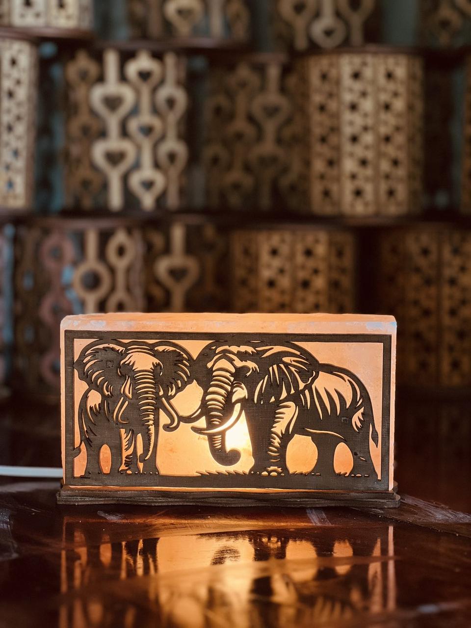 Соляна лампа з гімалайської солі “Два Слони” 2 кг, фото 1