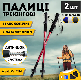 Палиці для фінської норвезької спортивної ходьби, Норвезькі гірські палиці для треку Hechpro 3924 червоні
