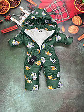 Зимовий дитячий теплий комбінезон від 1 року 80-86 86-92 92-98 98-104 розмір з капюшоном, фото 2