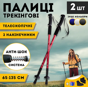 Палки для скандинавської спортивної ходьби похилого віку, Трекінгові палиці для альпінізму Hechpro 3924 червоні