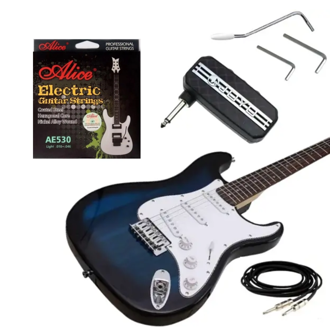 Набір електрогітара J8 ST HMG 101 + Міні-підсилювач для гри в навушниках Joyo JA-03 Lead + Струни AE530 Light, фото 1