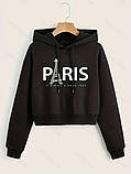 Гарна жіноча вкорочена толстовка з принтом PARIS, фото 3
