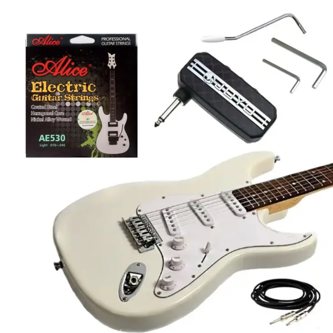 Набір електрогітара J8 ST HMG 101 + Міні-підсилювач для гри в навушниках Joyo JA-03 Lead + Струни AE530 Light, фото 1