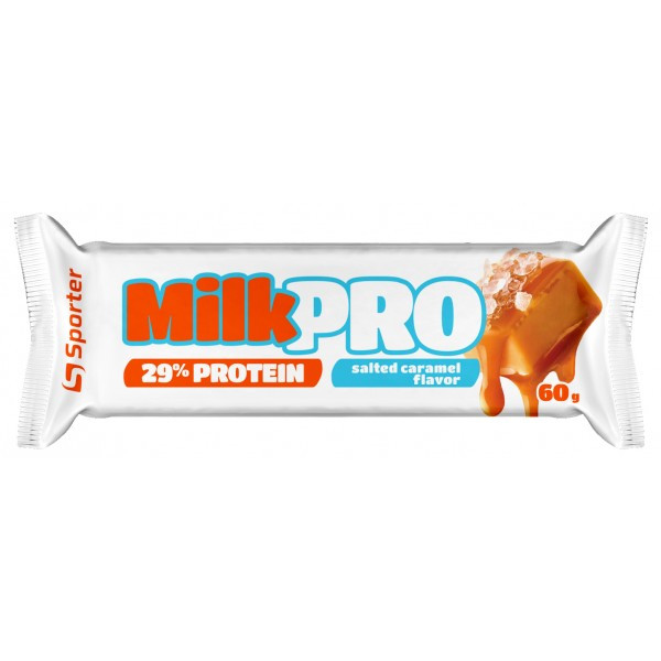 Протеїнові батончики Sporter MILK PRO 29% protein солона карамель 24х60 г, фото 1