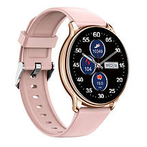 Розумний жіночий смарт-годинник Smart Watch Melisia bluetooth круглий із крокоміром, тонометром 2 ремінці Рожевий, фото 5