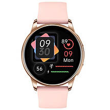 Розумний жіночий смарт-годинник Smart Watch Melisia bluetooth круглий із крокоміром, тонометром 2 ремінці Рожевий, фото 6