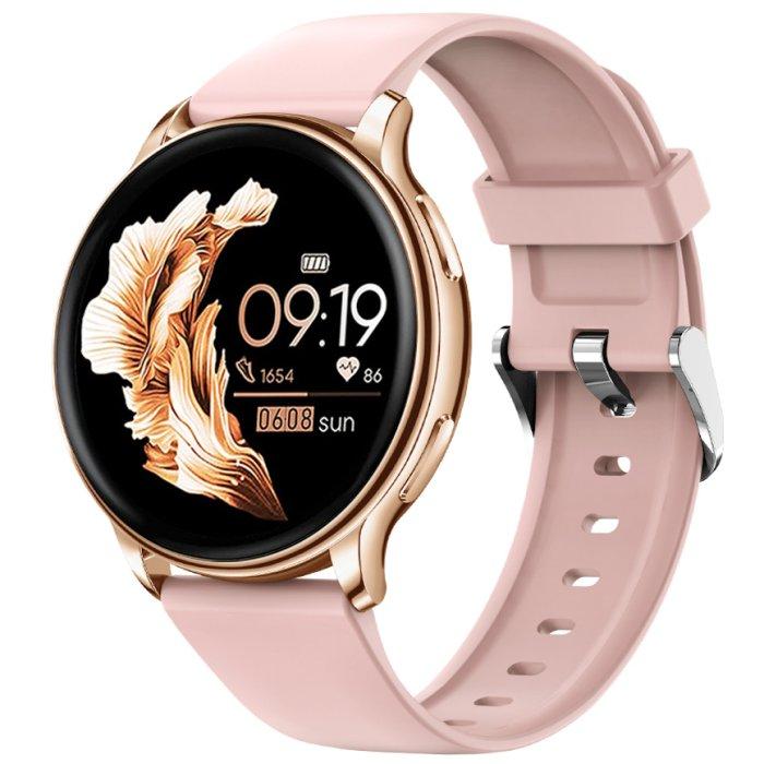 Розумний жіночий смарт-годинник Smart Watch Melisia bluetooth круглий із крокоміром, тонометром 2 ремінці Рожевий