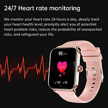 Розумний жіночий смарт годинник Smart Watch Eva Rubber bluetooth з крокоміром, тонометром 2 ремінці Рожевий, фото 2