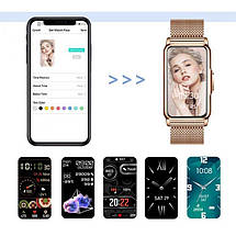 Розумний жіночий смарт годинник Smart Watch Mioband Nano+ bluetooth прямокутний з крокоміром, тонометром Золотистий, фото 2