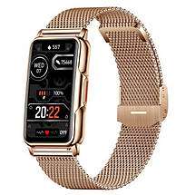 Розумний жіночий смарт годинник Smart Watch Mioband Nano+ bluetooth прямокутний з крокоміром, тонометром Золотистий, фото 5