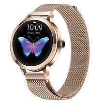 Розумний жіночий смарт годинник Smart Watch VIP Lady Pro bluetooth круглий з крокоміром, тонометром Золотистий, фото 6