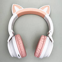 Дитячі бездротові Bluetooth навушники CAT EAR RGB STN06 накладні з котячими вушками мікрофоном Рожевий, фото 5