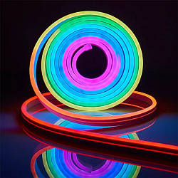 Світлодіодна силіконова стрічка 5м з пультом ДУ NEON LED 2835 RGB 44540
