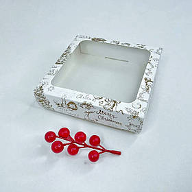 Коробка для пряника, 150*150*35 мм, з вікном, що "Merry Christmas"