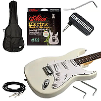 Набір електрогітара J8 ST HMG 101 WH + Міні-підсилювач Joyo JA-03 Lead + Чохол HA-EG + Струни AE537 Light