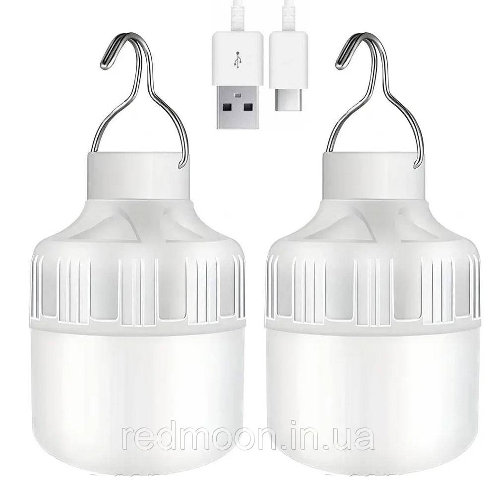 Комплект 2шт Акумуляторна лампа для кемпінгу з гачком 5Вт, USB, HY-701 / Кемпінговий ліхтар акумуляторний
