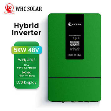 Комплект Гібридний інвертор WHC 48 V 5kW ( Wi-Fi) та акумулятор LiFePO4 51.2v 100Ah ( 5120Wh)