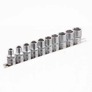 Набір головок, 1/2" - 8,10,12,13,14,15,16,17,18,19 мм CrV. 10 од. Cr-V INTERTOOL ET-6012