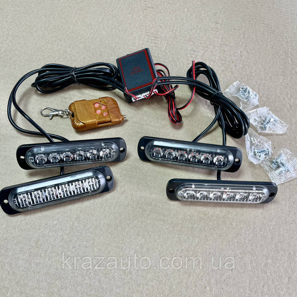 Стробоскоп червоно-синій у решітку автомобіля 24 LED 12 в 000004729, фото 1