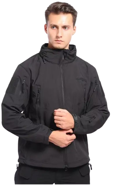 Водонепроникна тактична куртка SOFTSHELL із флісом Solve Black KT6000801, фото 1