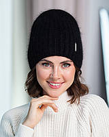 В'язана шапка з ангори "Таїсія" колір чорний