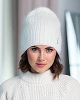 В'язана шапка з ангори "Таїсія" колір білий