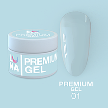 Гель LUNAMoon Premium Gel №1 (прозорий) для зміцнення, вирівнювання та донарощування нігтів, 30 мл