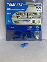 Лампа LED б/ц панель приладів підсвічування кнопок Т5 02 1SMD W2,0 х4 6d блакитна 12V TEMPEST 4905973807