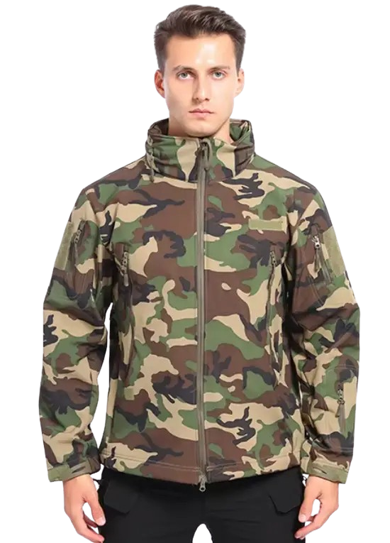 Водонепроникна тактична куртка SOFTSHELL із флісом Solve Woodland KT6000820 розмір L, фото 1