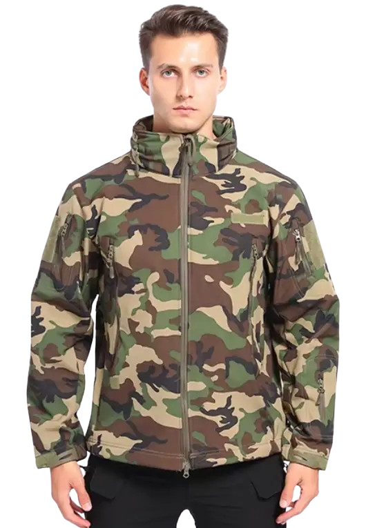 Водонепроникна тактична куртка SOFTSHELL із флісом Solve Woodland KT6000820 розмір XL, фото 1