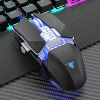 💙Ігрова геймерська дротова мишка JEDEL GM1080 з RGB підсвіткою, модульна 6400 DPI USB Чорна