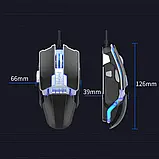💙Ігрова геймерська дротова мишка JEDEL GM1080 з RGB підсвіткою, модульна 6400 DPI USB Чорна, фото 7