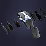 💙Ігрова геймерська дротова мишка JEDEL GM1080 з RGB підсвіткою, модульна 6400 DPI USB Чорна, фото 8