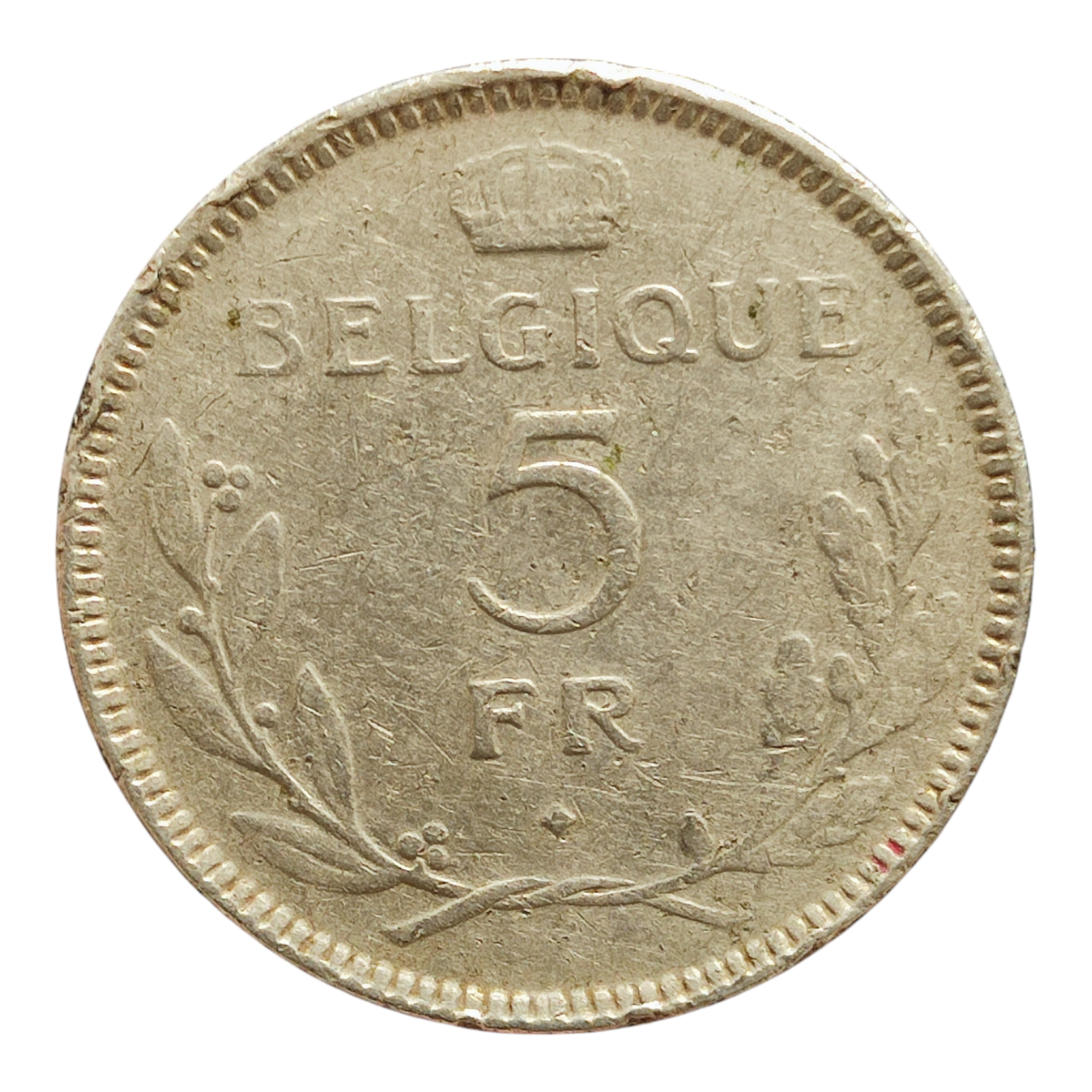 Бельгія 5 франків, 1937 Напис французькою - 'BELGIQUE'