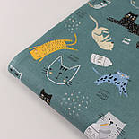 Тканина бавовняна "Коти та леопарди" на морському тлі № Е-3347, фото 6