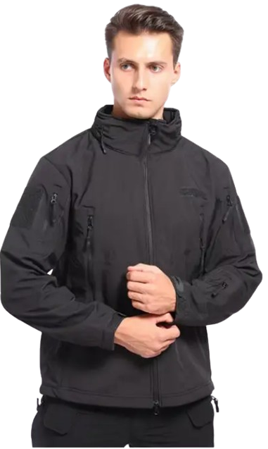 Водонепроникна тактична куртка SOFTSHELL із флісом Solve Black KT6000801 розмір S, фото 1