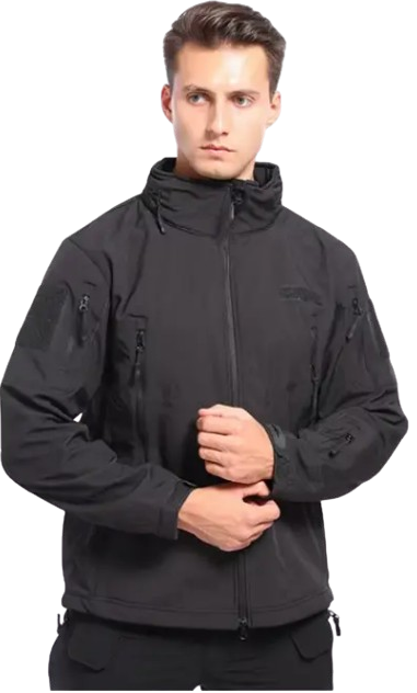 Водонепроникна тактична куртка SOFTSHELL із флісом Solve Black KT6000801 розмір M, фото 1