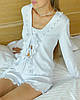 Піжама жіноча бавовняна кофта на зав'язках і шорти Білий, фото 8
