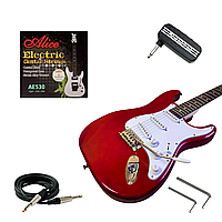 Набір електрогітара J8 HMG 101 RD + Міні-підсилювач для гри в навушниках Joyo JA-03 Lead + Струни AE537 Light