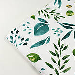 Бязь "Листя" зеленого та морського кольору № Е-3348, фото 6