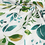 Бязь "Листя" зеленого та морського кольору № Е-3348, фото 4