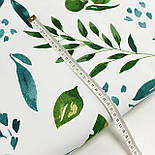 Бязь "Листя" зеленого та морського кольору № Е-3348, фото 5