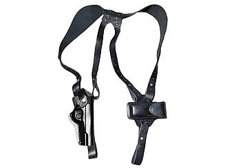 Кобура оперативная двухсторонняя ТТ формованная с чехлом под магазин (кожа, черная)